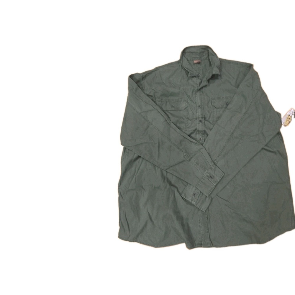 Great Northwest Men 2XLT Olive Green Button Up Shirt Canvas Work Utility Long
